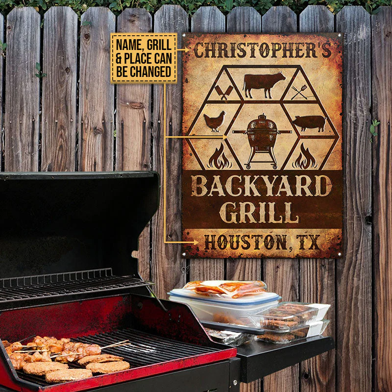 Personalized Grilling Backyard Grill Custom Classic Metal Signs - Image 2