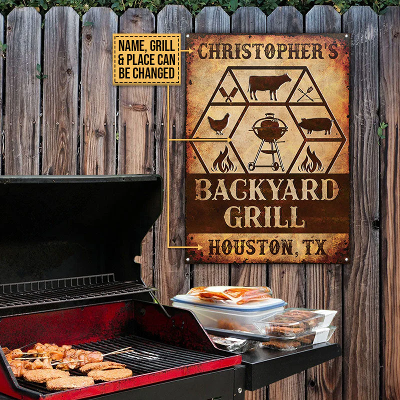 Personalized Grilling Backyard Grill Custom Classic Metal Signs - Image 3