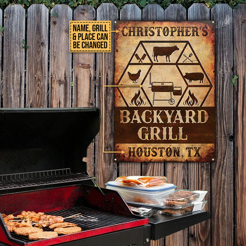 Personalized Grilling Backyard Grill Custom Classic Metal Signs - Image 4