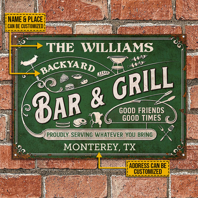 Personalized Grilling Proudly Serving Whatever You Bring Color Customized Classic Metal Signs - Image 4