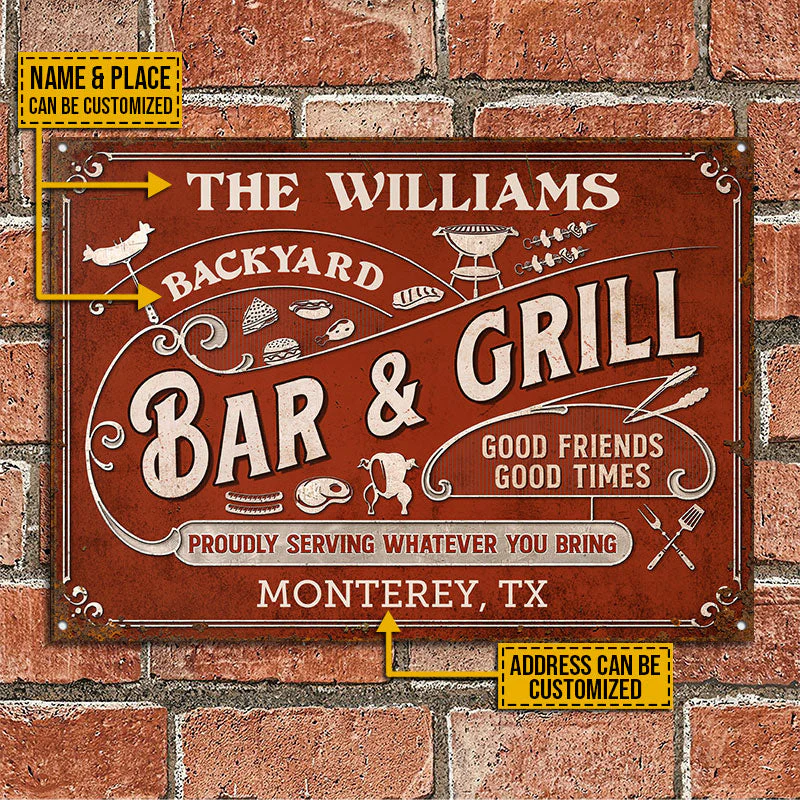 Personalized Grilling Proudly Serving Whatever You Bring Color Customized Classic Metal Signs - Image 6