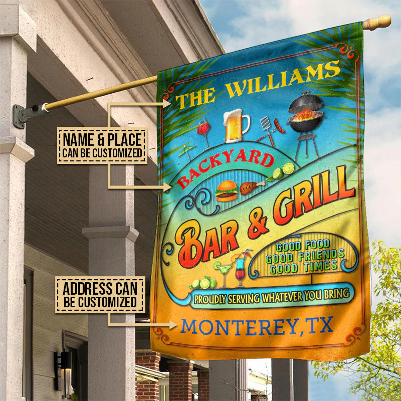 Personalized Grilling Summer Good Food Good Friends Custom Flag - Image 2