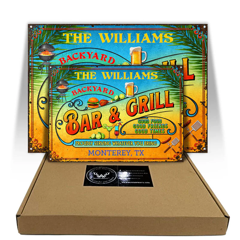 Personalized Grilling Summer Good Food Good Friends Customized Classic Metal Signs - Image 3