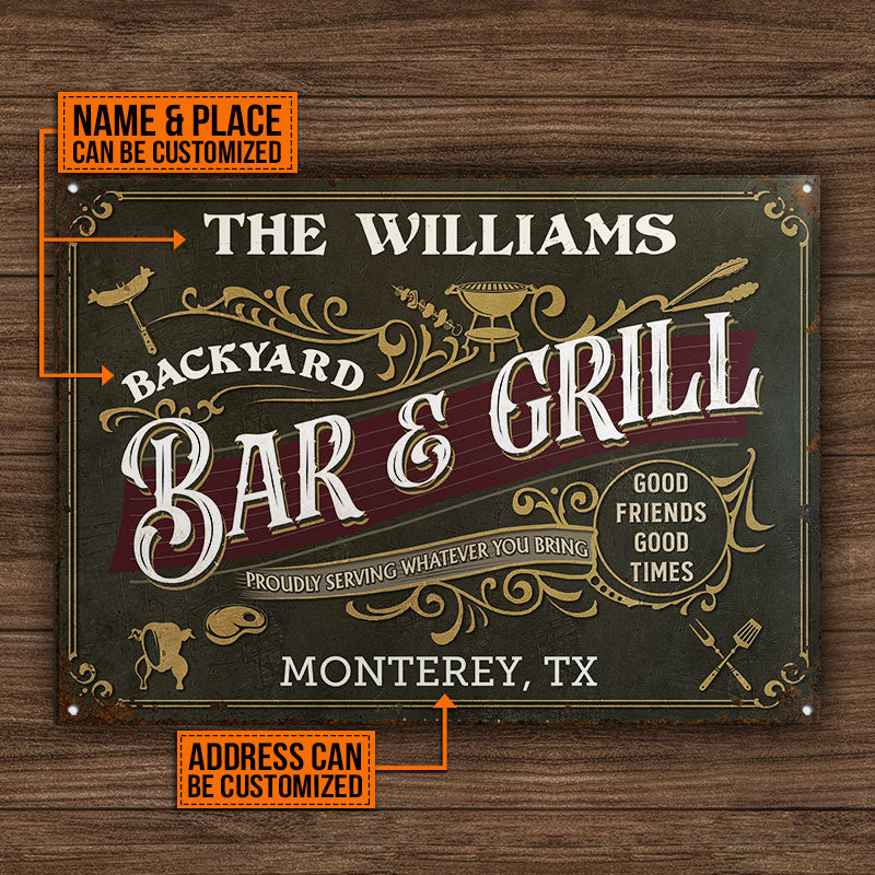 Personalized Grilling Vintage Bar & Grill Customized Classic Metal Signs - Image 4