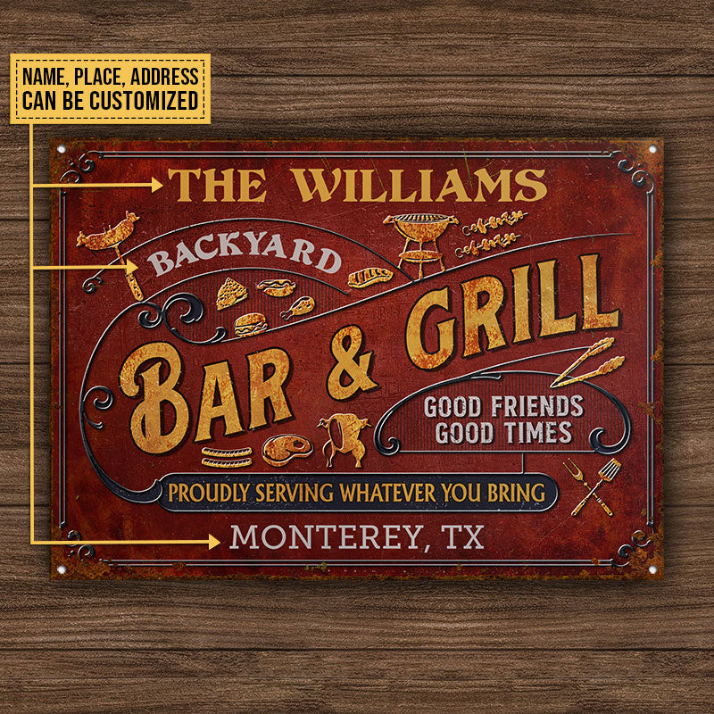 Personalized Grilling Vintage Red Bar & Grill Classic Metal Signs - Image 4