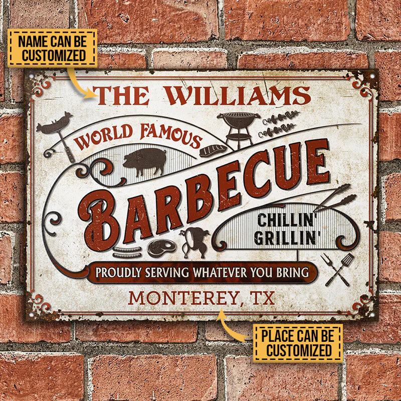Personalized Grilling World Famous BBQ Customized Classic Metal Signs - Image 2