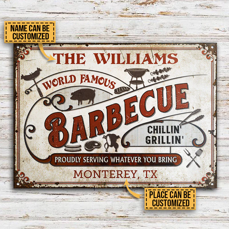 Personalized Grilling World Famous BBQ Customized Classic Metal Signs - Image 3