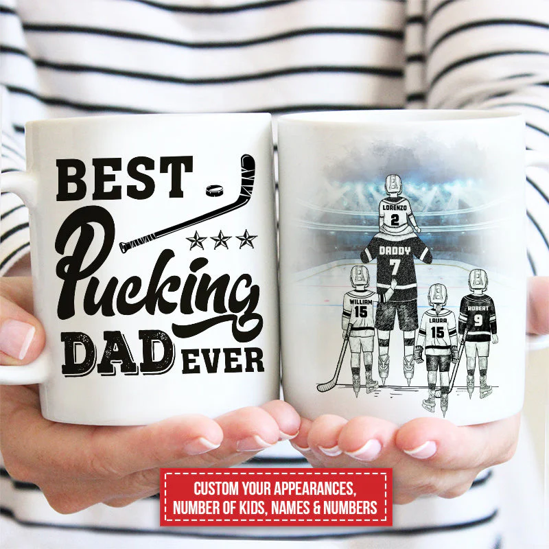 Personalized Hockey Dad And Child Best Dad Ever Custom Mug - Image 4