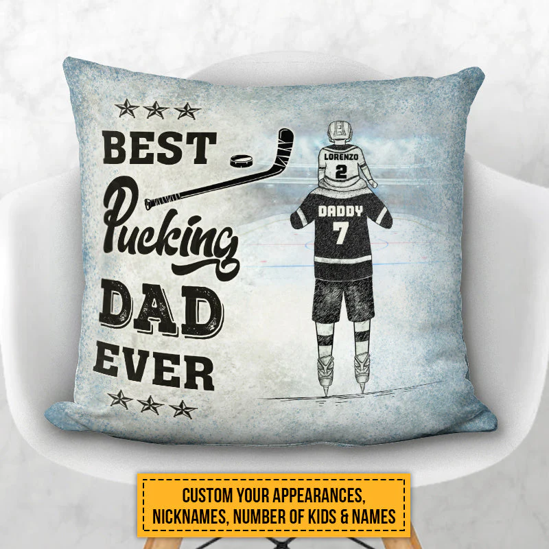 Personalized Hockey Dad And Child Best Dad Ever Custom Pillow - Image 2