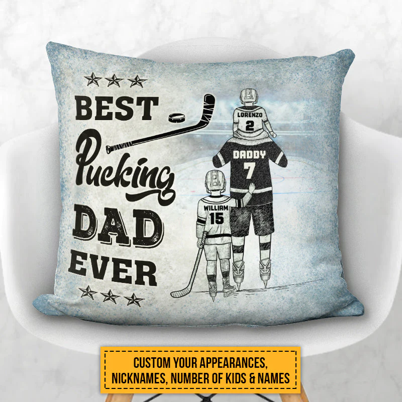 Personalized Hockey Dad And Child Best Dad Ever Custom Pillow - Image 3