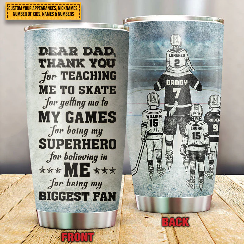 Personalized Hockey Dad And Child Thank You Custom Tumbler - Image 3
