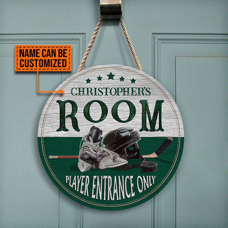 Personalized Hockey Player Entrance Customized Wood Circle Sign - Image 5