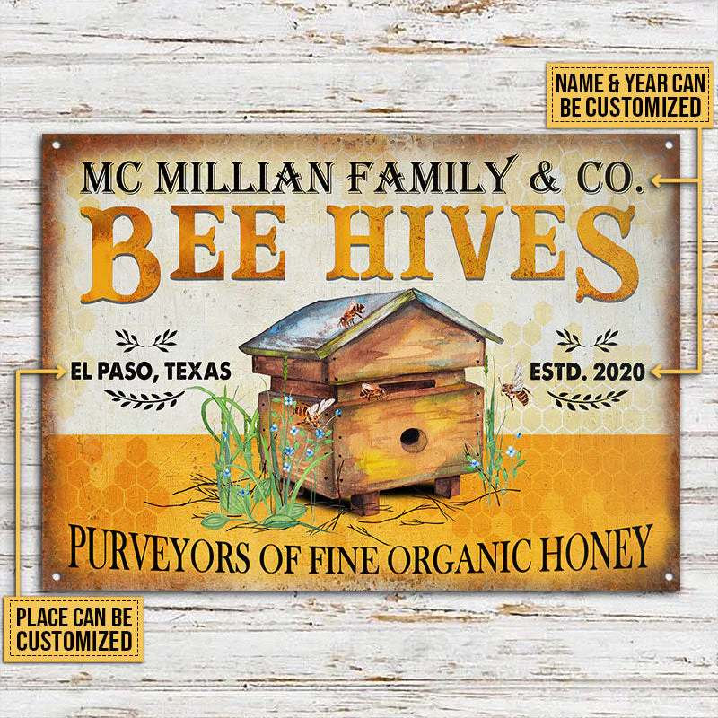 Personalized Honey Bee Bee Hives Customized Classic Metal Signs - Image 3