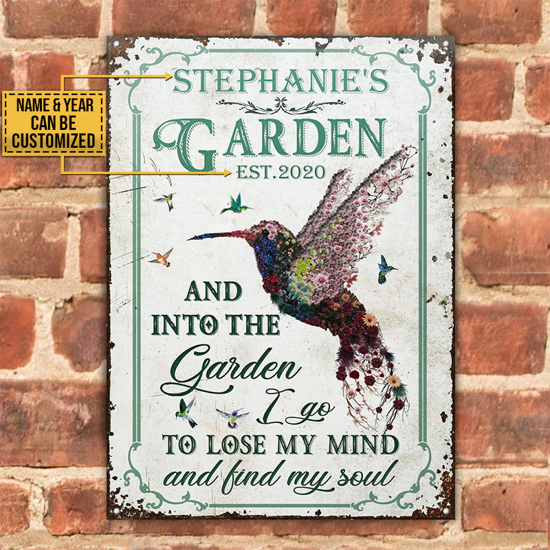 Personalized Hummingbird Garden And Into Customized Classic Metal Signs - Image 2