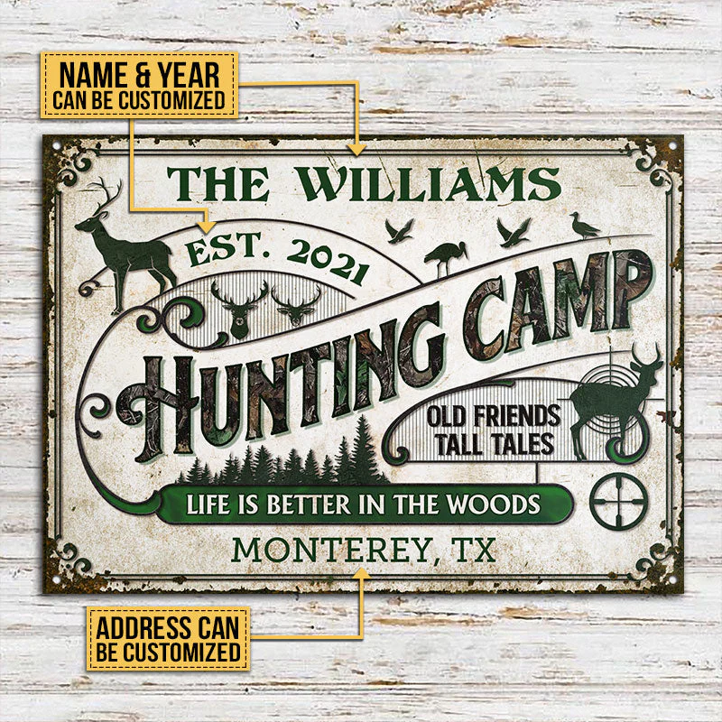 Personalized Hunting Camp Life Better Custom Classic Metal Signs - Image 3