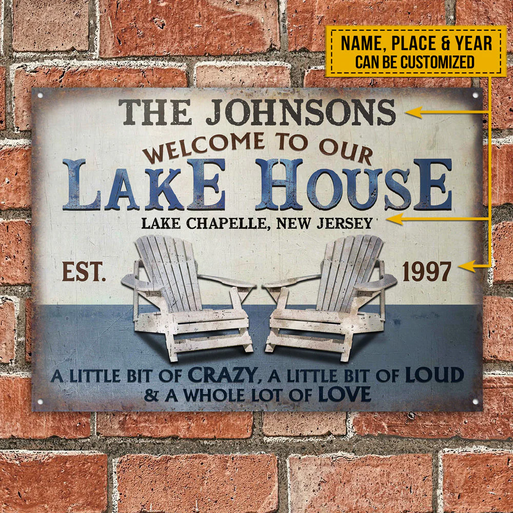 Personalized Lake A Little Bit Of Crazy Customized Classic Metal Signs - Image 2