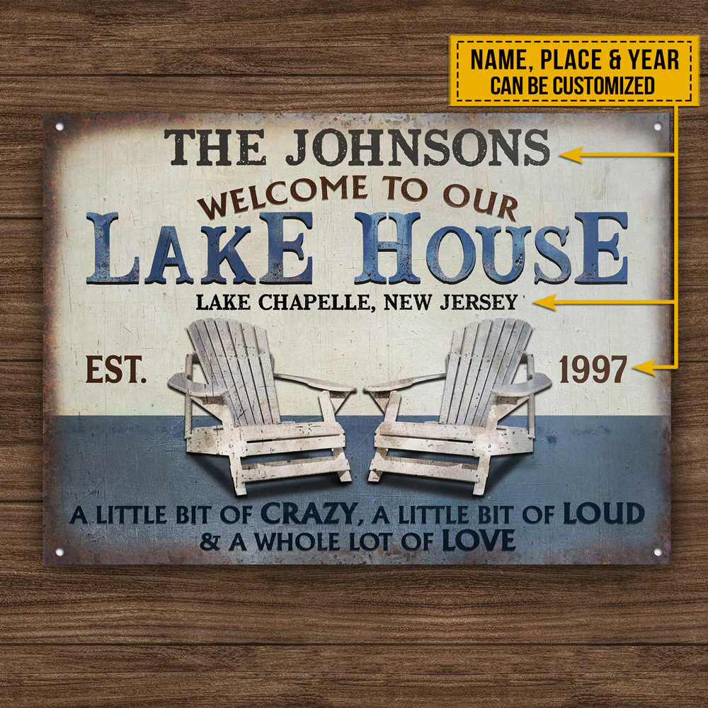 Personalized Lake A Little Bit Of Crazy Customized Classic Metal Signs - Image 4