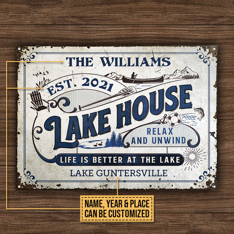 Personalized Lake House Life Is Better At The Lake Customized Classic Metal Signs - Image 4