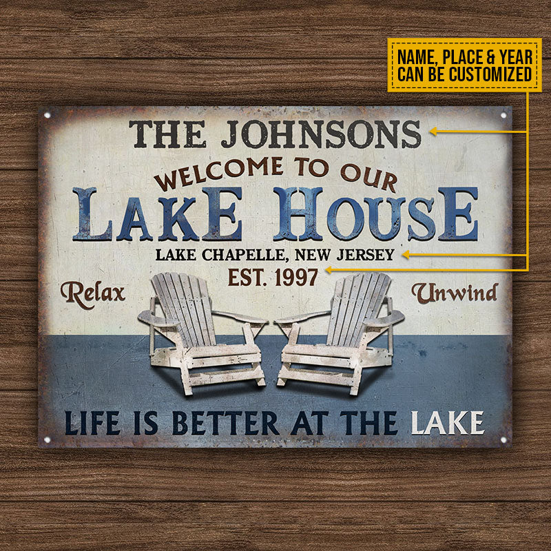 Personalized Lake House Life Is Better Customized Classic Metal Signs - Image 4