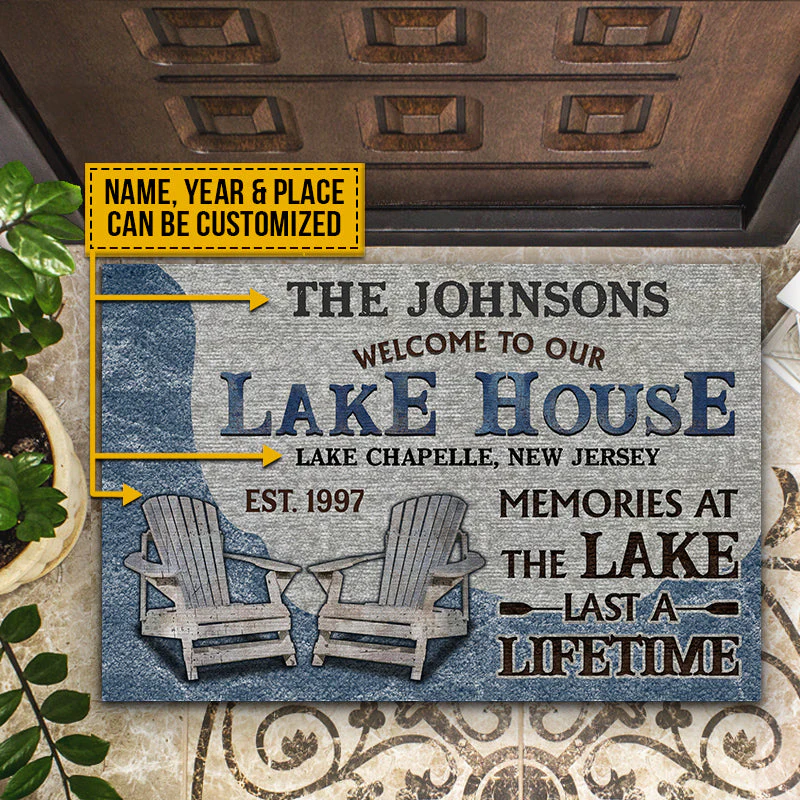 Personalized Lake House Memories At The Lake Custom Doormat - Image 3
