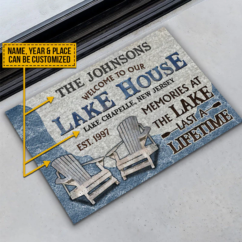 Personalized Lake House Memories At The Lake Custom Doormat - Image 4