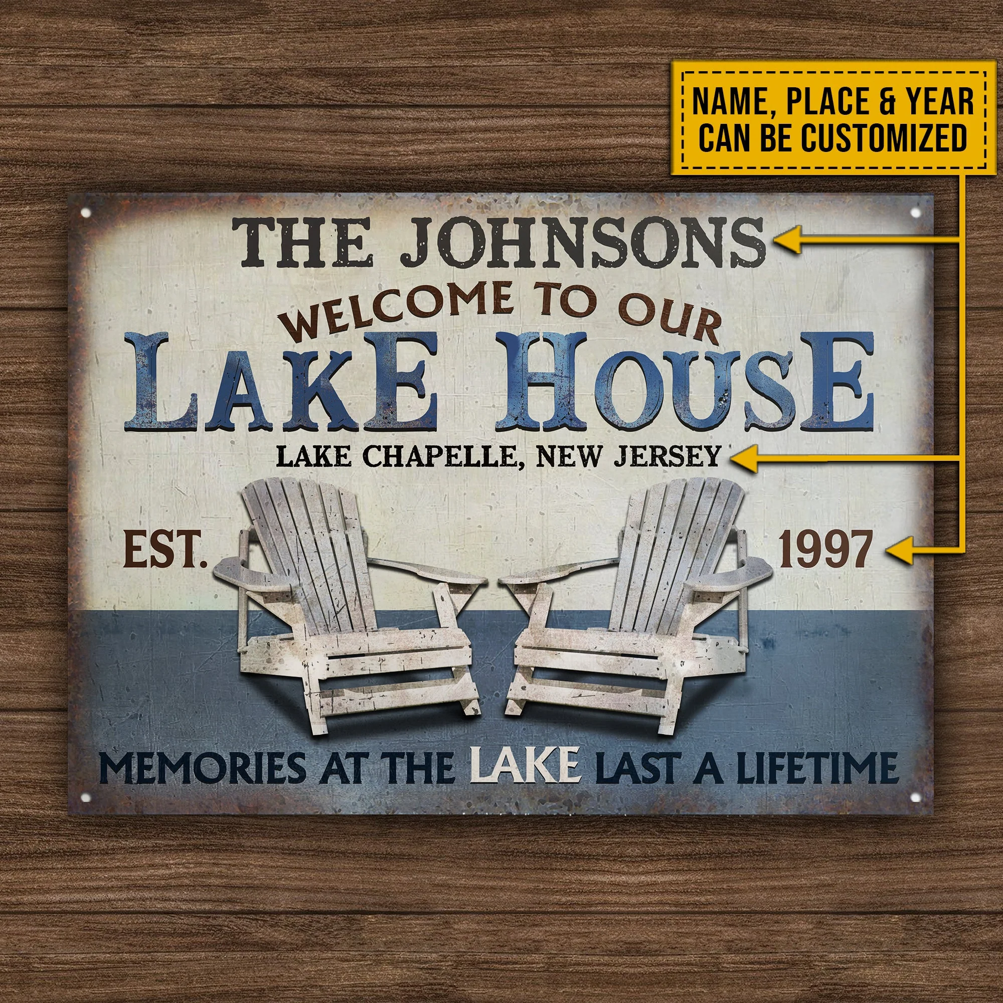 Personalized Lake Memories At The Lake Customized Classic Metal Signs - Image 4