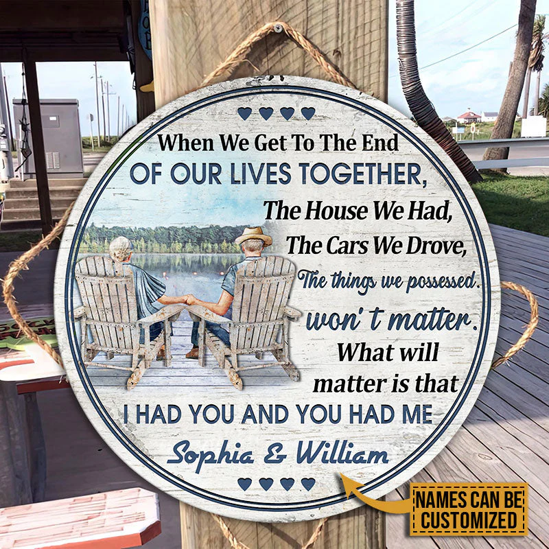 Personalized Lake Old Couple When We Get Custom Wood Circle Sign - Image 3