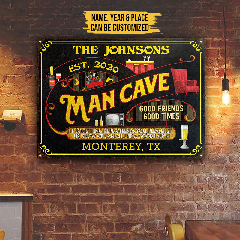 Personalized Man Cave All Use A Good Laugh Custom Classic Metal Signs - Image 2