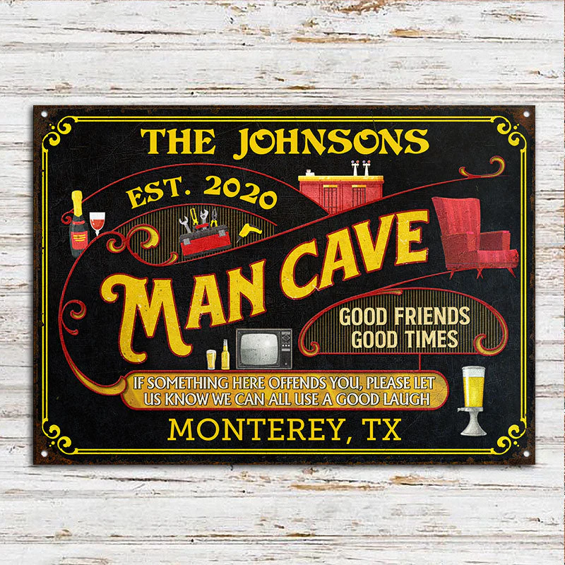 Personalized Man Cave All Use A Good Laugh Custom Classic Metal Signs - Image 4