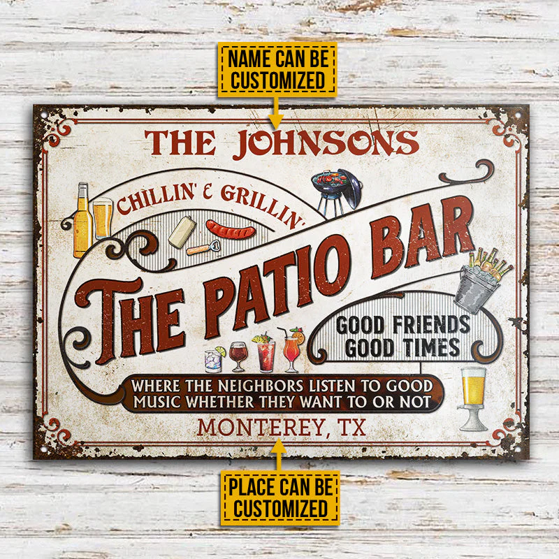 Personalized Patio Grilling Red Listen To The Good Music Chillin Custom Classic Metal Signs - Image 3