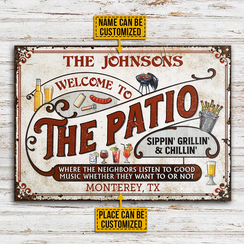 Personalized Patio Grilling Red Listen To The Good Music Sippin Custom Classic Metal Signs - Image 3