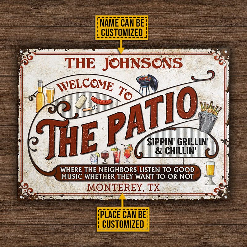 Personalized Patio Grilling Red Listen To The Good Music Sippin Custom Classic Metal Signs - Image 4
