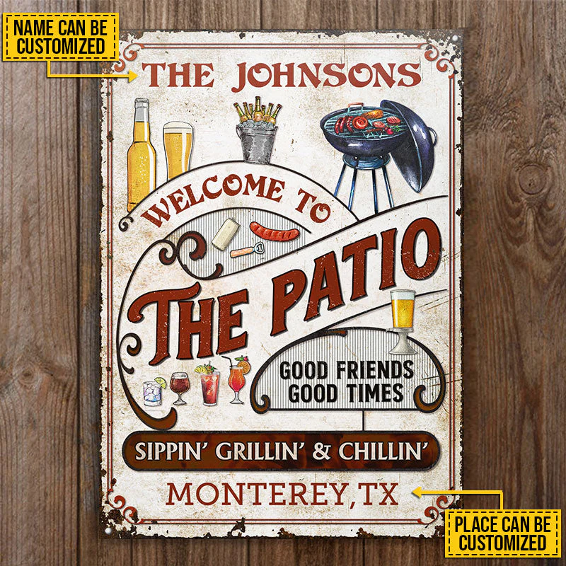 Personalized Patio Grilling Red Sippin Grillin Vertical Custom Classic Metal Signs - Image 4