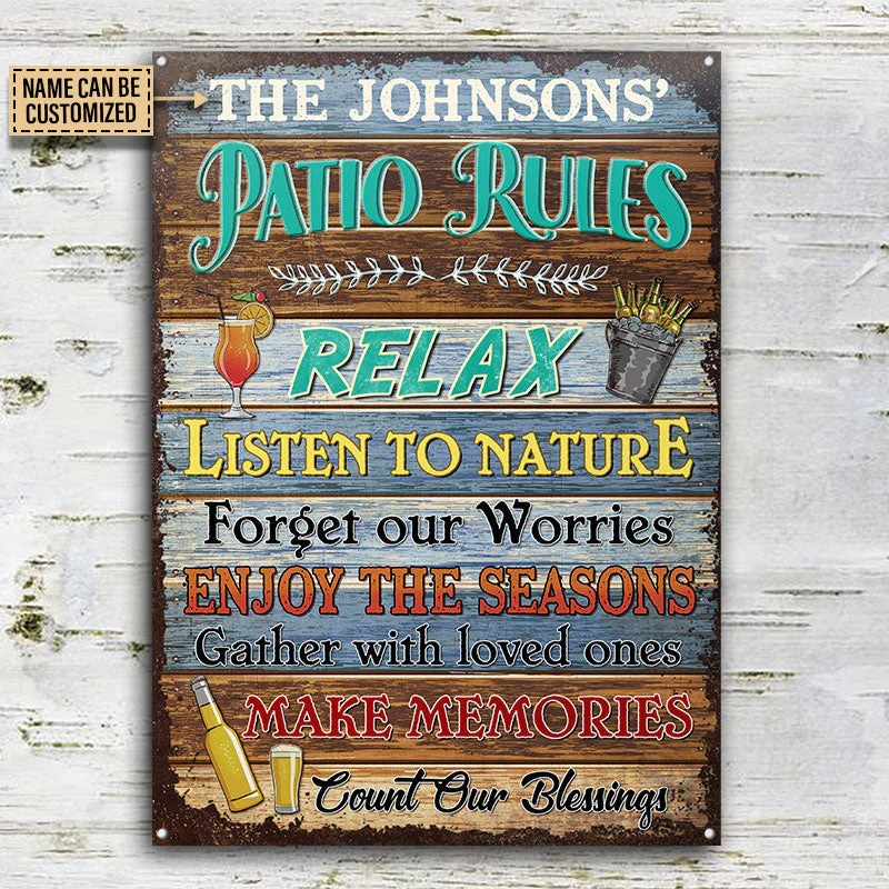Personalized Patio Rules Make Memories Custom Classic Metal Signs - Image 3