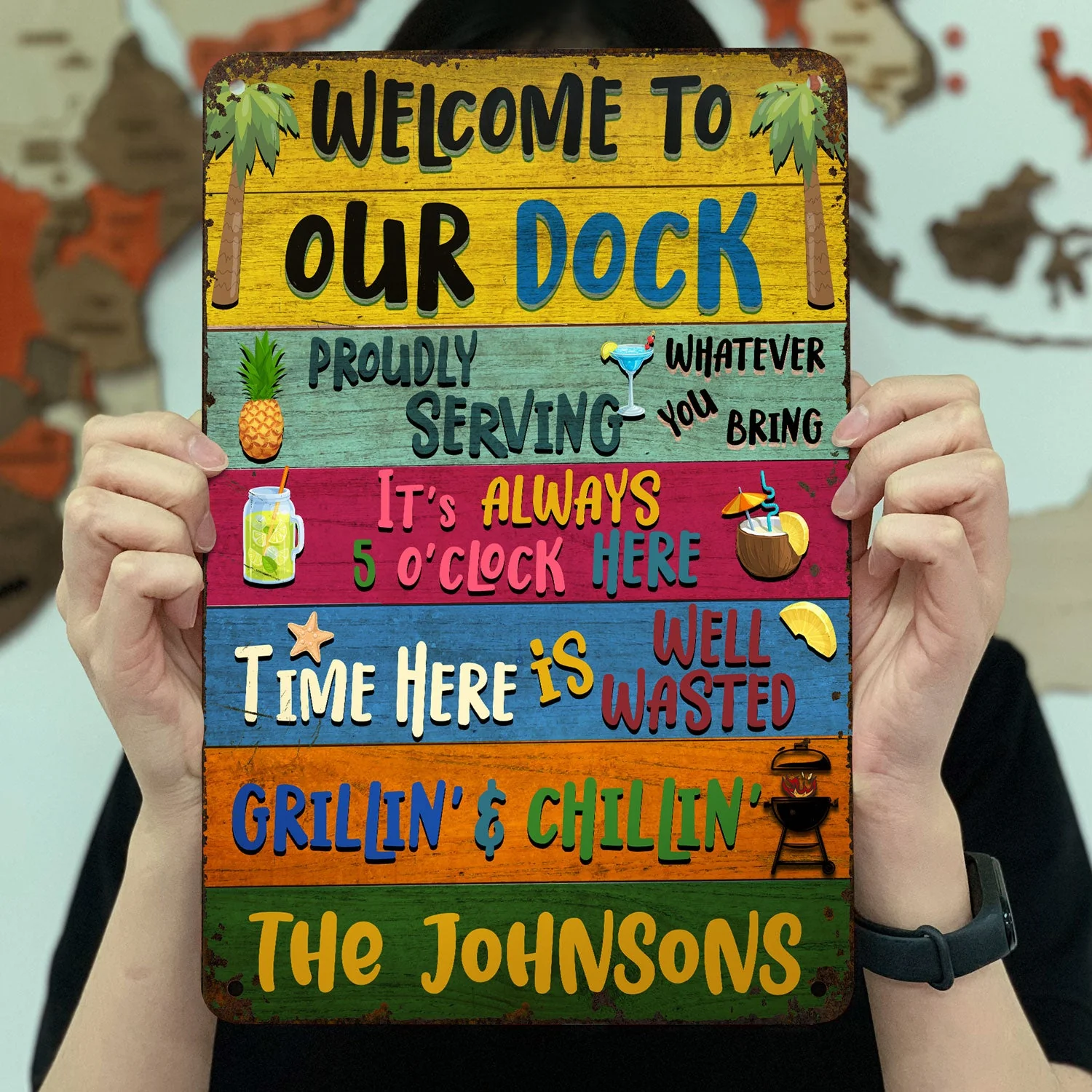 Welcome Grilling Chilling - Home Decor For Patio, Pool, Hot Tub, Deck, Shaverbahn, Bar - Personalized Custom Classic Metal Signs - Image 3