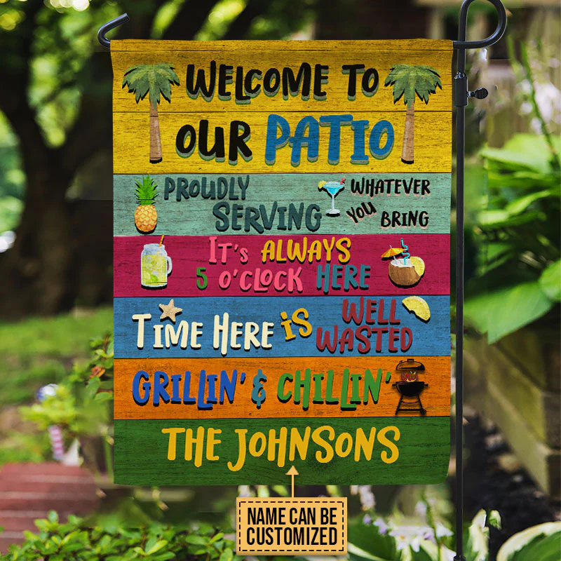 Personalized Patio Welcome Grilling Chilling Custom Flag - Image 3