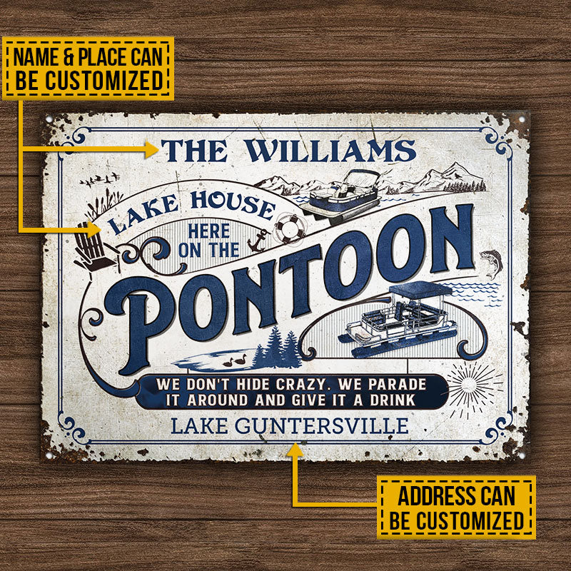 Personalized Pontoon Here Crazy Custom Classic Metal Signs - Image 4