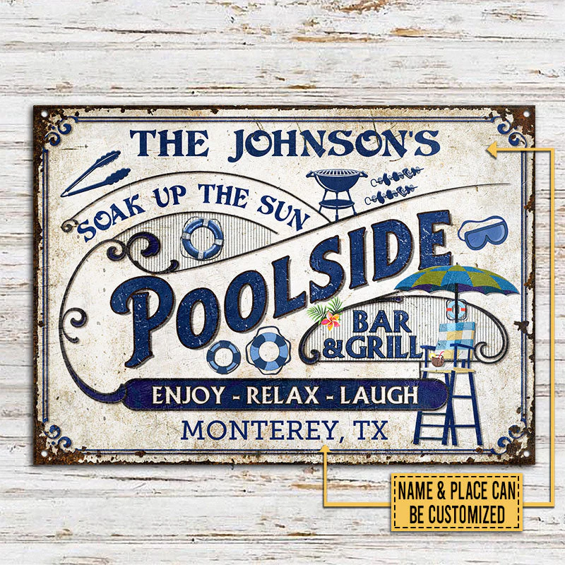 Personalized Pool Bar & Grill Customized Classic Metal Signs - Image 3