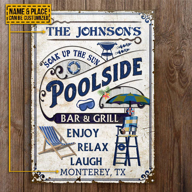 Personalized Pool Poolside Bar & Grill Custom Classic Metal Signs - Image 4