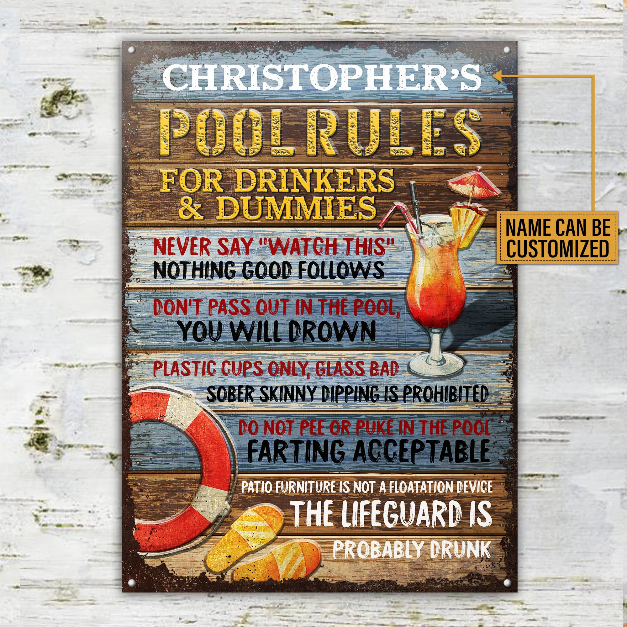 Personalized Pool Rules For Drinkers Customized Classic Metal Signs - Image 3