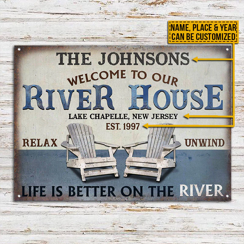 Personalized River House Life Is Better Customized Classic Metal Signs - Image 3