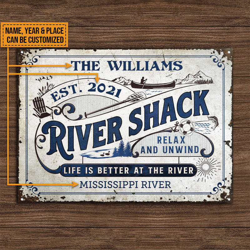 Personalized River Shack Life Is Better Custom Classic Metal Signs - Image 4