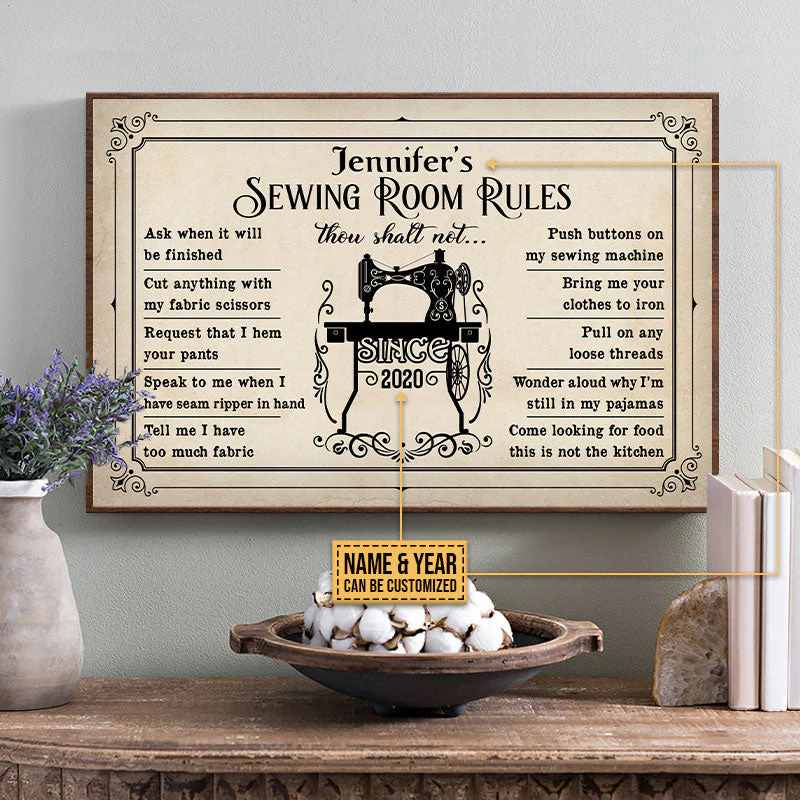 Personalized Sewing Room Rules Shalt Not Customized Poster - Image 4