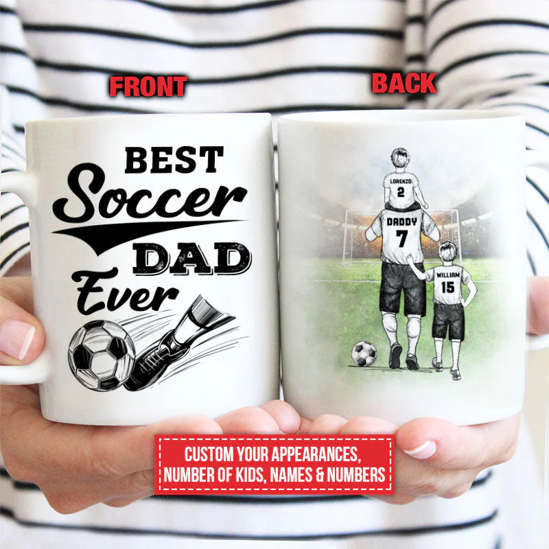 Personalized Soccer Dad And Child Best Dad Ever Custom Mug - Image 2