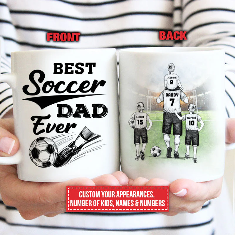Personalized Soccer Dad And Child Best Dad Ever Custom Mug - Image 3