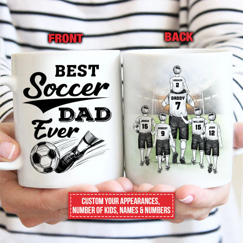 Personalized Soccer Dad And Child Best Dad Ever Custom Mug - Image 4