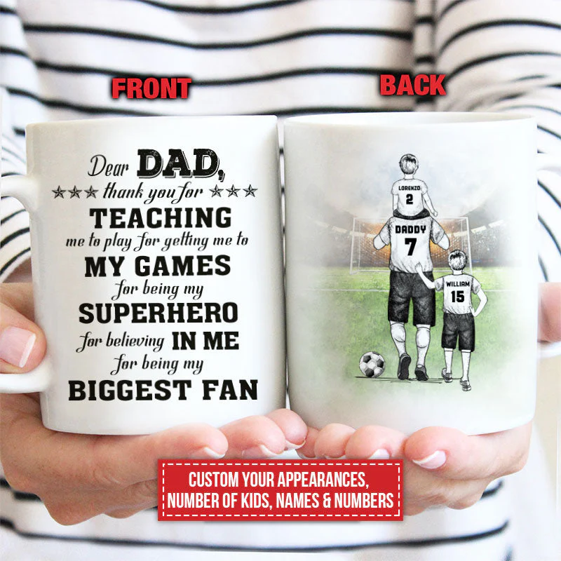 Personalized Soccer Dad And Child Thank You Custom Kid Custom Mug - Image 2