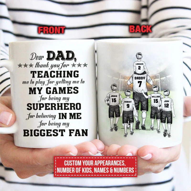 Personalized Soccer Dad And Child Thank You Custom Kid Custom Mug - Image 4