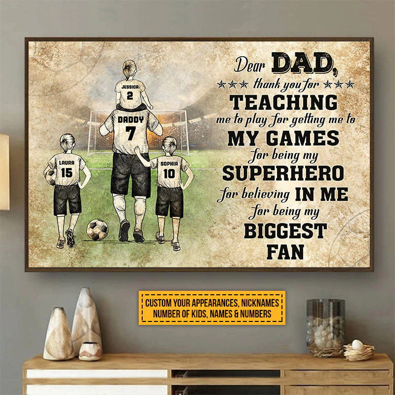 Personalized Soccer Dad And Child Thank You Custom Kids Custom Poster - Image 3