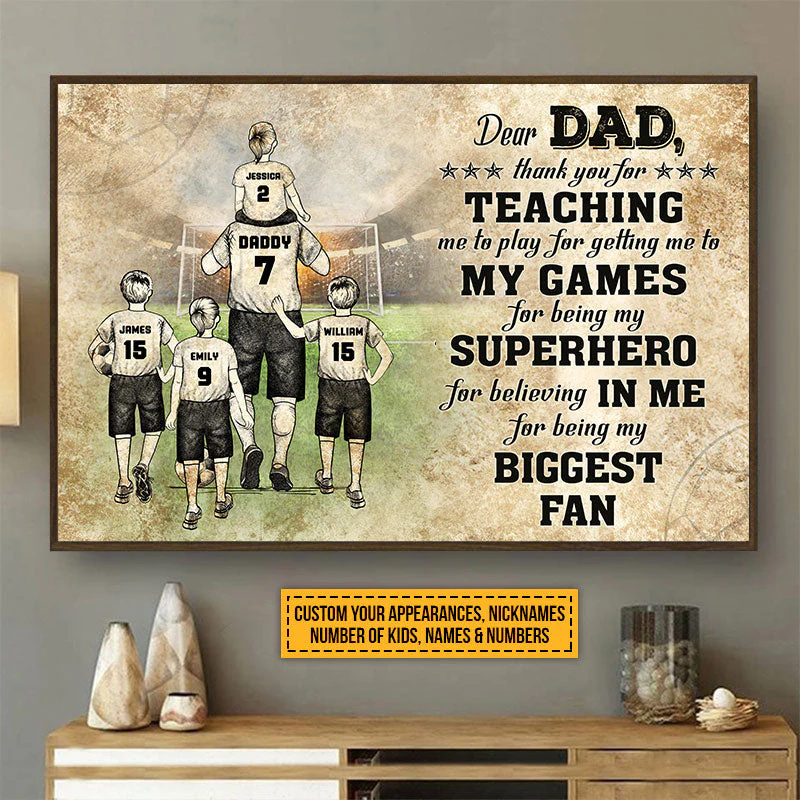 Personalized Soccer Dad And Child Thank You Custom Kids Custom Poster - Image 4